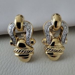 David Yurman Vintage 18Kt Gold Earrings with .54 CT Diamonds.24.6 grams gold